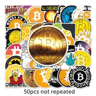 พร้อมส่ง! New Bitcoin sticker สติกเกอร์กันน้ำรูปแบบที่แตกต่างกัน NASA บิตคอยน์ BTC ETH Crypto กัญชาไทย NASA 50ชิ้น