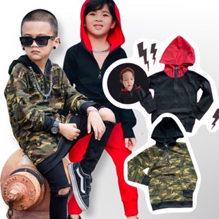 Reddy / camo hoodie แขนยาวดำ คอแบบซิปรูด มาพร้อมฮู้ด  ความเก๋คือรูดมาถึงคอเพิ่มความแนว