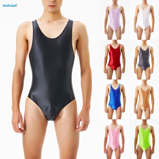 【HODRD】Mens Glossy Bodystocking Short Sleeve Slim Romper Jumpsuits Bodysuit Underwear【Fashion】