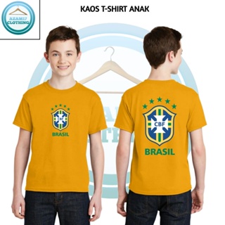 เสื้อยืด พิมพ์ลาย Brazil National Team World Cup Edition Qatar AZAM17 สําหรับเด็ก