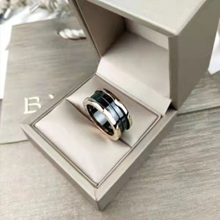 Bvlgari แหวนเซรามิค เงิน 925 สีดํา แฟชั่นฤดูใบไม้ผลิ P831