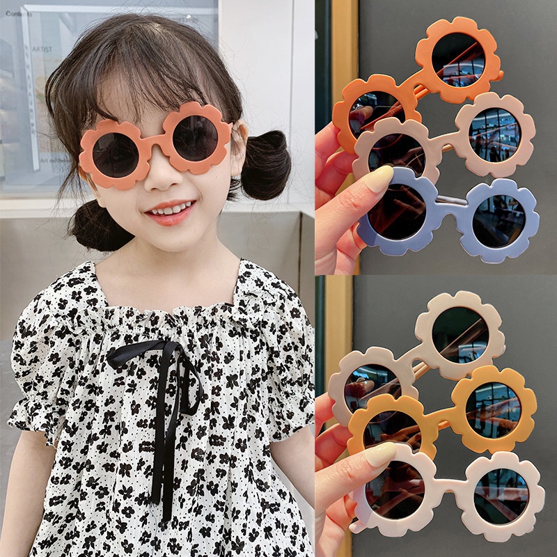 แว่นกันแดดเด็ก Travel Sun-Proof UV Protection แว่นกันแดดน่ารัก Sun Little Flower แว่นตาตกแต่งเด็ก
