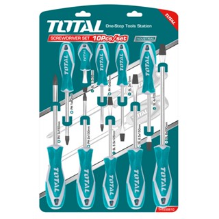 Total ไขควงชุด ( ปากแบน + ปากแฉก ) 10 ตัวชุด รุ่นงานหนัก รุ่น THT250610 ( Screwdriver Set ) ชุดไขควง