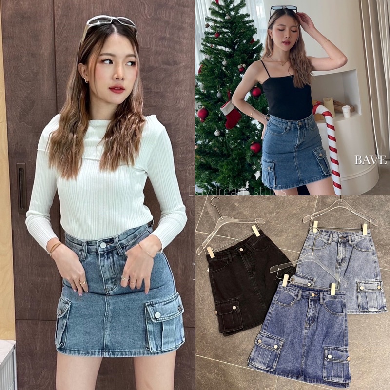 💫พร้อมส่ง💫Y2K cargo skirt jeans (S/M/L/XL)• ป้ายJiranan studio กระโปรง ยีนส์ ทรงคาร์โก้ แต่งกระเป๋า2