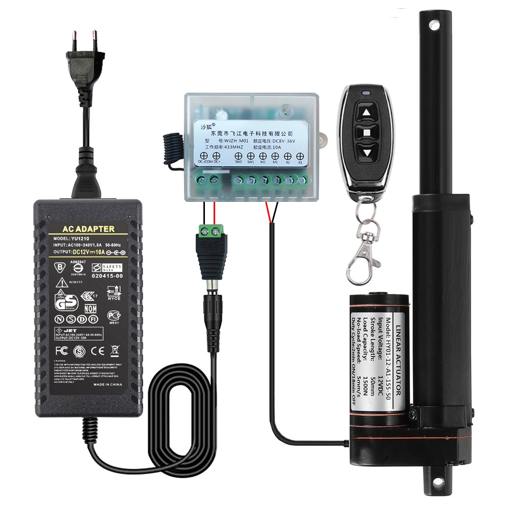 Linear Actuator 12v + Rf Remote Control + Power Adapt Electric Linear