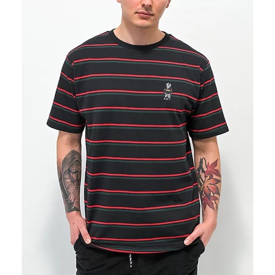 เสื้อยืดแขนสั้น DGK Rival Black, Red & Green Stripe T-Shirt รับประกันของแท้ มือ1 พร้อมส่ง