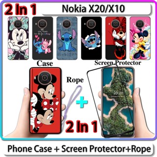 เคส Nokia X20 X10 2 IN 1 พร้อมกระจกกันรอยหน้าจอเซรามิกแบบโค้งสติชและมินนี่