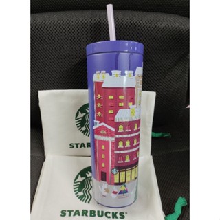 Starbucks Stainless Bear Riding in The City Coldcup 16 Oz. แท้