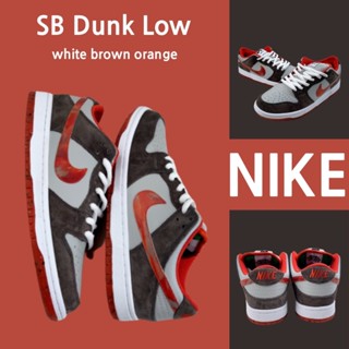 （ยิงจริง）Nike SB Dunk Low white brown orange รองเท้าผ้าใบ รองเท้า รองเท้าวิ่ง รองเท้า nike-1-4