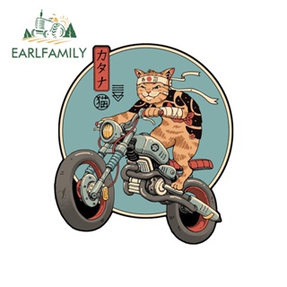 Earlfamily สติกเกอร์ไวนิล ลายสัตว์ แมว 13 ซม. x 11.6 ซม. สําหรับตกแต่งเครื่องปรับอากาศรถยนต์ รถจักรยานยนต์