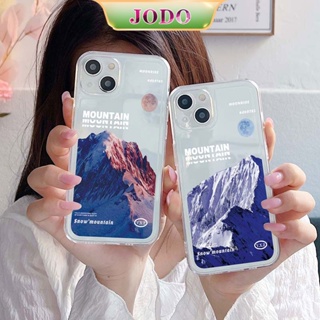 เคสโทรศัพท์มือถือ ซิลิโคนนิ่ม TPU ใส กันกระแทก ลายภูเขาสีฟ้า สําหรับ iPhone 14 13 12 11 Pro Promax 6 6S 7 8 Plus X XR XSMax SE JODO