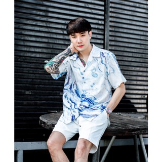 เสื้อเชิ้ตฮาวายแขนสั้นลายหินอ่อน(คลาวด์): Hawaii Cloud Marble Shirt(Short-Sleeve)