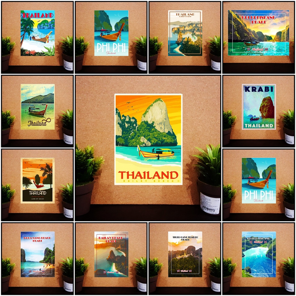 แม่เหล็กติดตู้เย็น กระบี่ ไทย 2×3 นิ้ว ของฝากไทย Fridge Magnet Krabi Thailand souvenir G 2x3"
