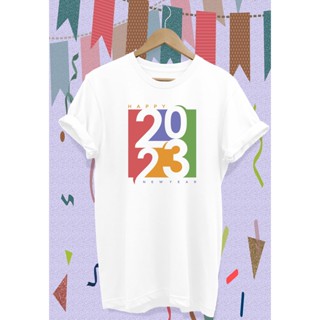 เสื้อยืด ฉลองปีใหม่  2023 HAPPY NEW YEAR Colorful T-shirt