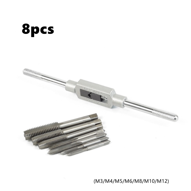 8 Piece Tap Die Hardware Tools M3/M4/M5/M6/M8/M10/M12 Hand Tapping