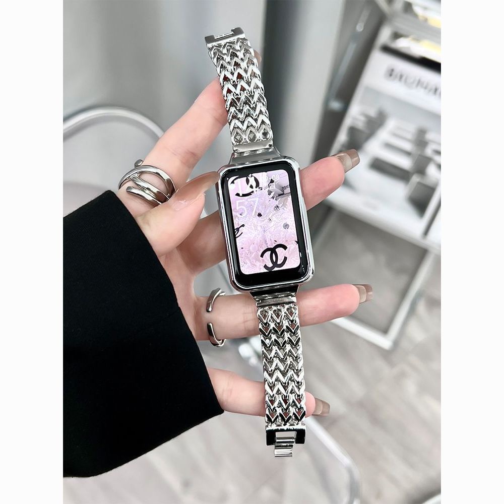 สายนาฬิกาข้อมือโลหะ ลายหัวใจ สําหรับ OPPO Watch Free / OPPO Band 2