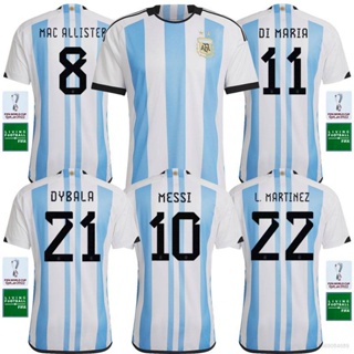 เสื้อกีฬาแขนสั้น ลายทีมชาติฟุตบอล Argentina YB2 22-23 World Cup Messi Di Maria Martinez Dybala ชุดเหย้า สําหรับผู้ชาย