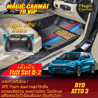 BYD ATTO 3 2022-รุ่นปัจจุบัน Full B-2 6Pcs (เต็มคันท้ายรถแบบ B-2 6ชิ้น มีขอบ) พรมรถยนต์ BYD ATTO 3 พรม7D Magic Carmat