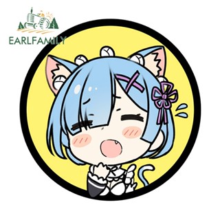 Earlfamily สติกเกอร์ไวนิล ลายกราฟฟิตี้ Rem Anime Girl กันน้ํา กันรอยขีดข่วน สําหรับติดตกแต่งหน้าต่างรถยนต์ 13 ซม. x 13 ซม.