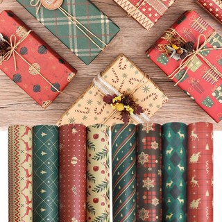 70 * 50cm Christmas Present Wrapping Paper Red Checked Snowflake Wrapping Paper DIY Handicraft Outer Package