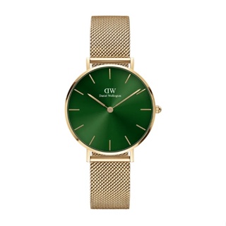 Dw PETITE EMERALD Series นาฬิกาข้อมือ หน้าปัดสีทอง สีเขียวมรกต 28 มม. 32 มม. 36 มม. สําหรับผู้หญิง