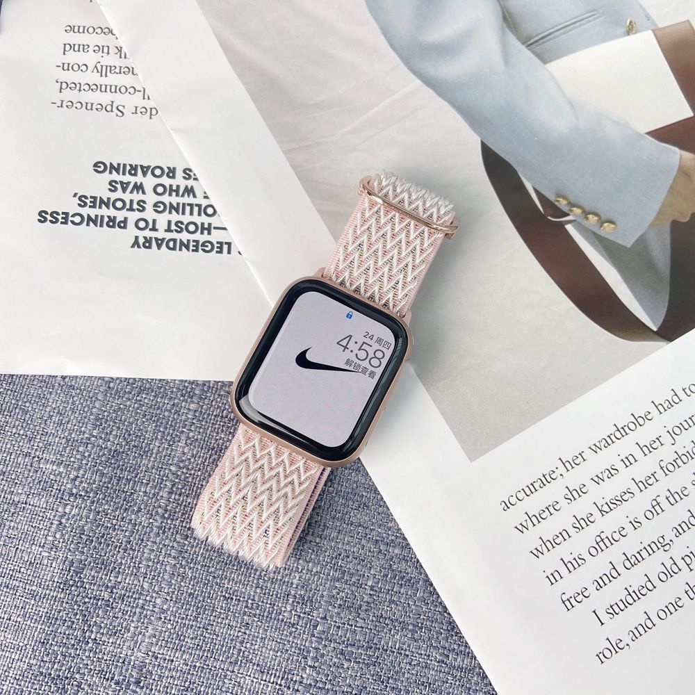 สายไนลอนเหมาะสำหรับ iwatch10 46mm S9 8 6 7 5 4 3 2 1 SE สายทอลูกฟูก 49 มม./45/44/42/40/41/38 มม.