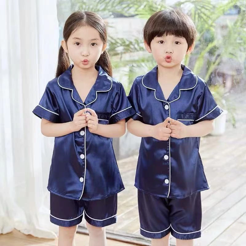 TT3333 ชุดนอนเด็กแขนสั้นขาสั้น ผ้าซาตินน่ารักๆ ราคาถูกๆนิ่มใส่สบาย **เทียบสะโพกก่อน กางเกงเล็ก** (สินค้าพร้อมส่ง)