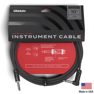 DAddario® สายแจ็คกีตาร์ 3 เมตร หัวล็อคพิเศษ Geo-Tip™ แบบหัวตรง/หัวงอ รุ่น American Stage Instrument Cable PW-AMSGRA-10