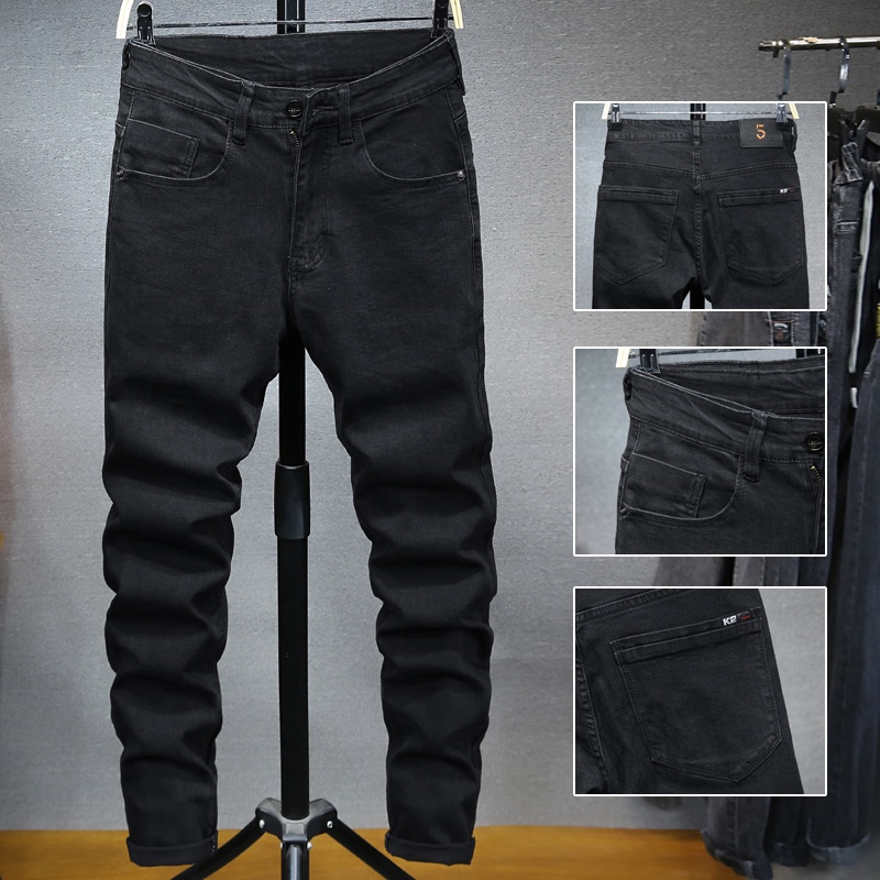 ◄Plus Size Slim Fit Men's Long Jeans Pants Dark Blue Black Grey Tapered Leg Denim Trousers Big Size 40 42 44 46
