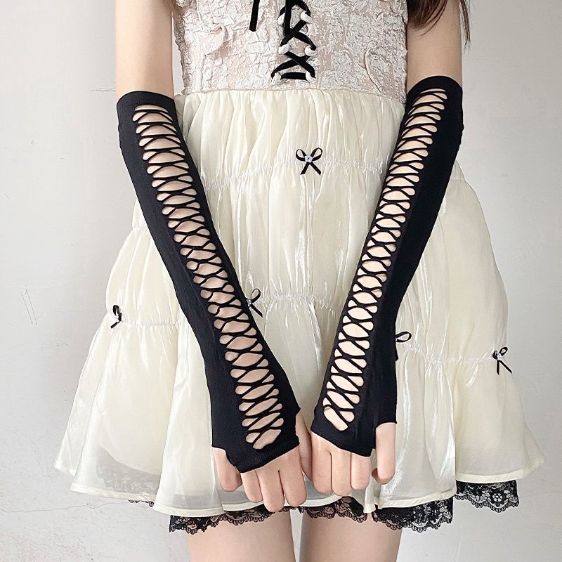 ถุงมือ เปิดนิ้วมือ สีดํา สไตล์พังก์ร็อค โกธิค ฮิปฮอป กรันจ์ กอธิค สําหรับผู้หญิง และผู้ชาย