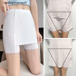 [springevenwell] ใหม่ กางเกงบ็อกเซอร์ ขาสั้น ผ้าเรยอน เอวสูง ยืดหยุ่น ไร้รอยต่อ กระชับสัดส่วน แฟชั่นฤดูร้อน สําหรับผู้หญิง