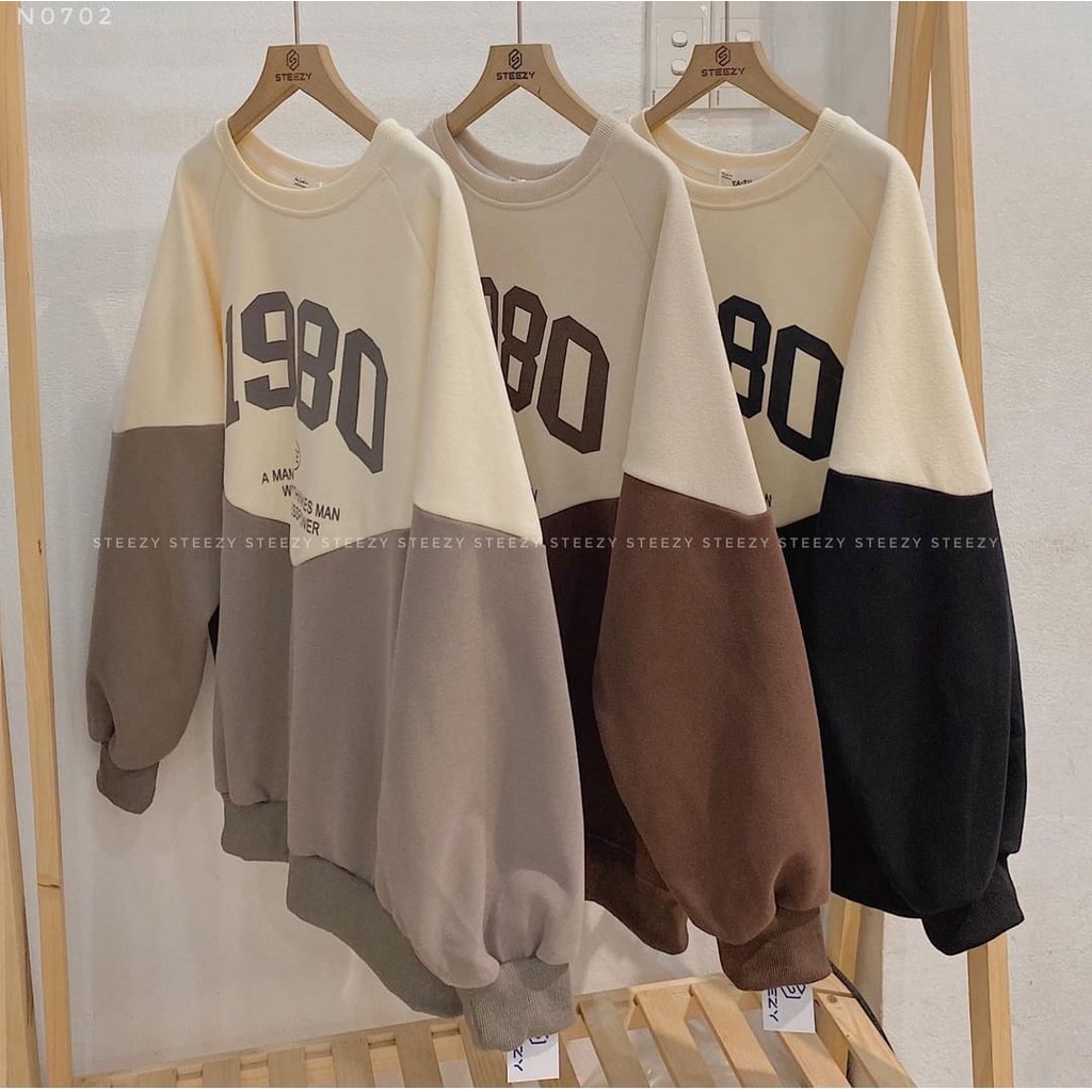 1980 เสื้อกันหนาว คอกลม โอเวอร์ไซซ์ ขนาดใหญ่ สําหรับผู้หญิง