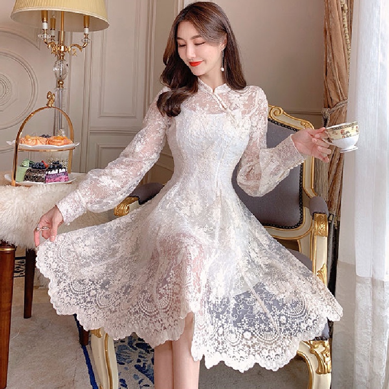BElegant Fairy Dress French Style Designer Party Casual Long Sleeve Vintage Lace Dress Women'S Clothing Autumn 2022 