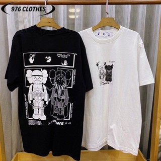 976 [พร้อมส่ง] เสื้อยืดแขนสั้น Off White kaws ขาวดำ SML2XL3XL