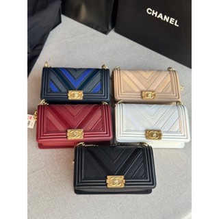 พรี​ ราคา9300 Chanel Leboy 25cmหนังวัว กระเป๋าโซ่ กระเป๋าสะพายไหล่กระเป๋าแฟชั่นกระเป๋าสะพาย