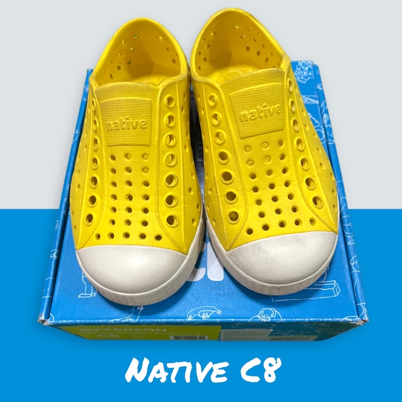 รองเท้าเด็ก Native แท้ มือสอง size C8สีเหลือง เท้า15cm