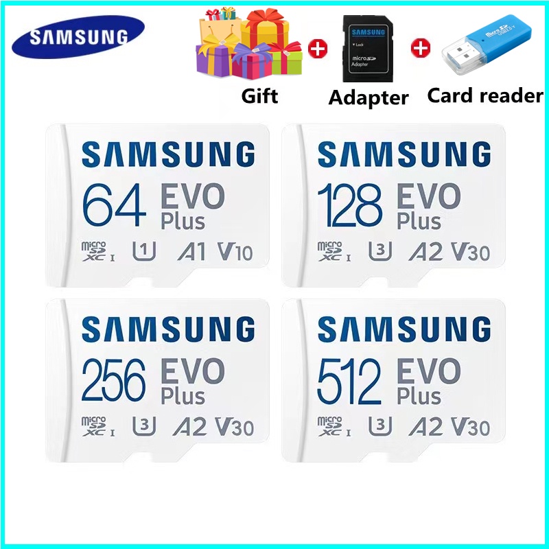 Samsung การ์ดหน่วยความจํา Micro SD tf card 512GB 256GB 128GB 64GB 32GB 16GB 100MB/S Class10 Usb แฟลชไดรฟ์ ฟรีอะแดปเตอร์