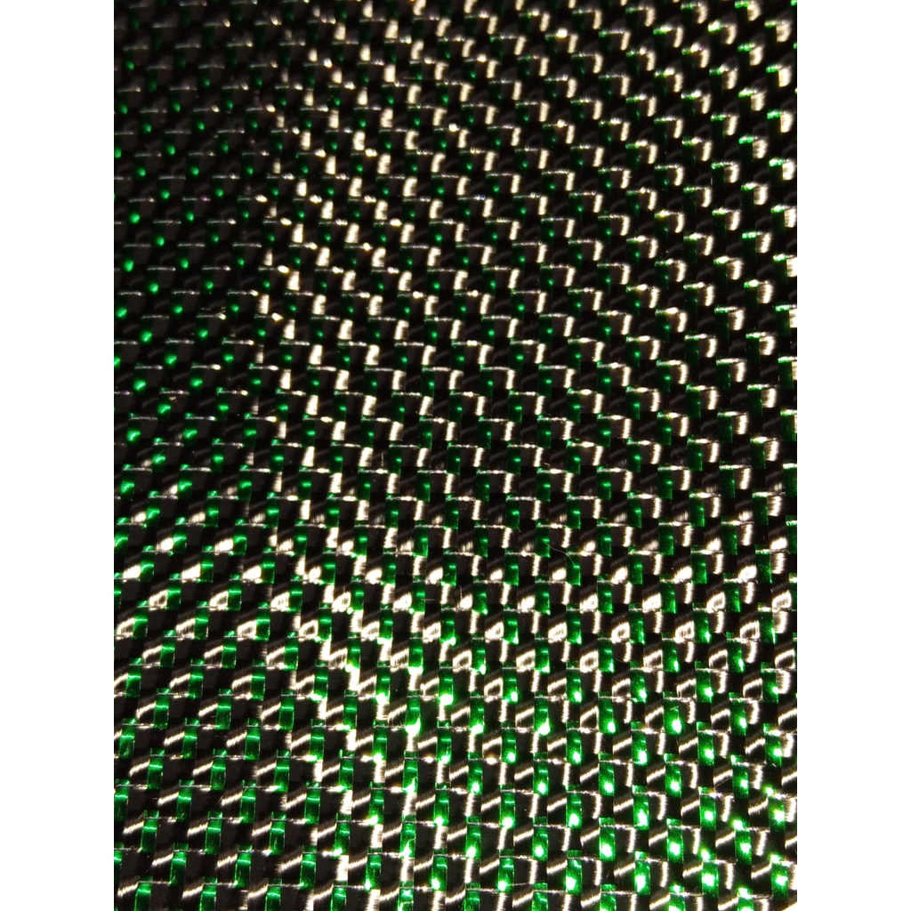 ผ้าคาบอนแท้ Aluminized gritterทอลาย เคฟล่าคาบอน สีดำเขียว เกรดพรีเมีียม ลาย1 carbon gritter green cl