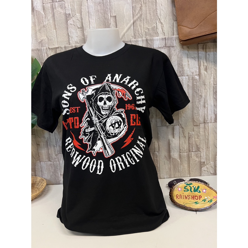 เสื้อยึดชายหญิงสกรีนโทนดำสไตล์วินเทจขนาด S M LX พร้อมส่ง