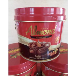 United Almond ยูไนเต็ดอัลมอนด์เคลือบช็อคโกแลตกระป่อง 220 g แบบถุง 275g เป็นของฝากของขวัญ อร่อย