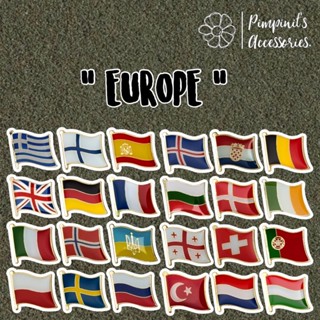 ʕ •ᴥ•ʔ ✿ พร้อมส่ง : เข็มกลัดธงชาติประเทศต่างๆในทวีปยุโรป | Flag of Countries in Europe Enamel Brooch Pin.