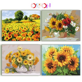 【ORFON】ภาพวาดสีน้ํามัน รูปดอกทานตะวัน ระบายสีตามตัวเลข 40*50 ซม. DIY สําหรับตกแต่งบ้าน ของขวัญวันเกิด