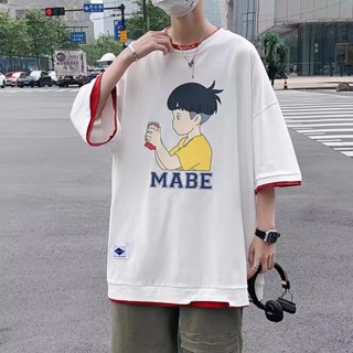 【3 สี M-3XL】เสื้อยืดคอกลมผู้ชายไซส์ใหญ่ ทรงหลวม เสื้อยืดเกาหลี ผ้านุ่มไม่ต้องรีด เสื้อแขนสั้น สวมใส่สบาย