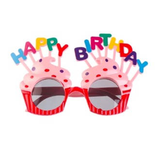 แว่นตาปาร์ตี้ Red &amp; Pink Cupcake Happy Birthday Sunglasses - For Shopee