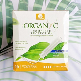 ผ้าอนามัยแบบสอด ออร์แกนิก 16 ชิ้น สำหรับวันมามาก Organic Tampons Compact Super Plus 16 Tampons (Organyc®)