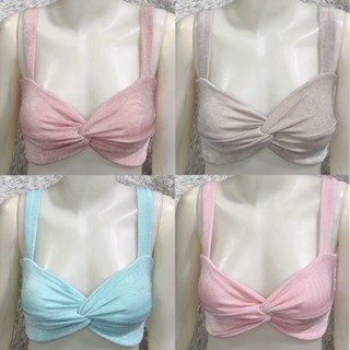 MML45🍬สายเดี่ยวจีบหน้า💖ผ้าวิ้งกลิตเติอร์