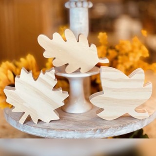 แ[FudFudAR] ฝุด-ฝุด-อะ ใบเมเปิ้ล Maple Leaf I ใบโอ๊ค Oak Leaf I ใบไม้ร่วงFall Leaf Christmas Cutout , Wood Blanks Craft