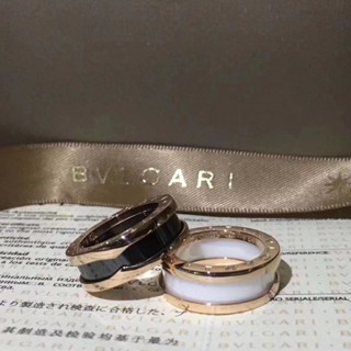 Bvlgari แหวนเซรามิค กว้าง สีดํา และสีขาว แฟชั่นฤดูใบไม้ผลิ P831