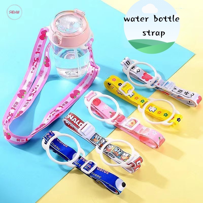 สายคล้องขวดน้ําถ้วยวงแขวนน่ารักแบบพกพาเครื่องดื่มแก้วสายรัดขวดกีฬาแขวนกลับเชือกสลิง น้ําตาล