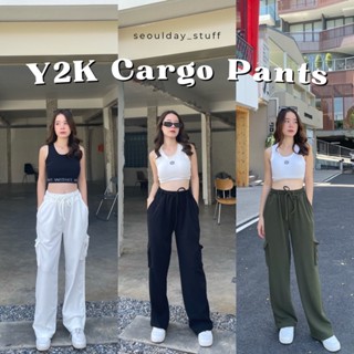 seoulday_stuff◆(YCARGO01) Y2K Cargo Pants กางเกงคาร์โก้ขายาว ผ้าเลเวฟ ที่กำลังฮิตแรงในตอนนี้ ทรงสวย เนื้อผ้าใส่สบายมาก